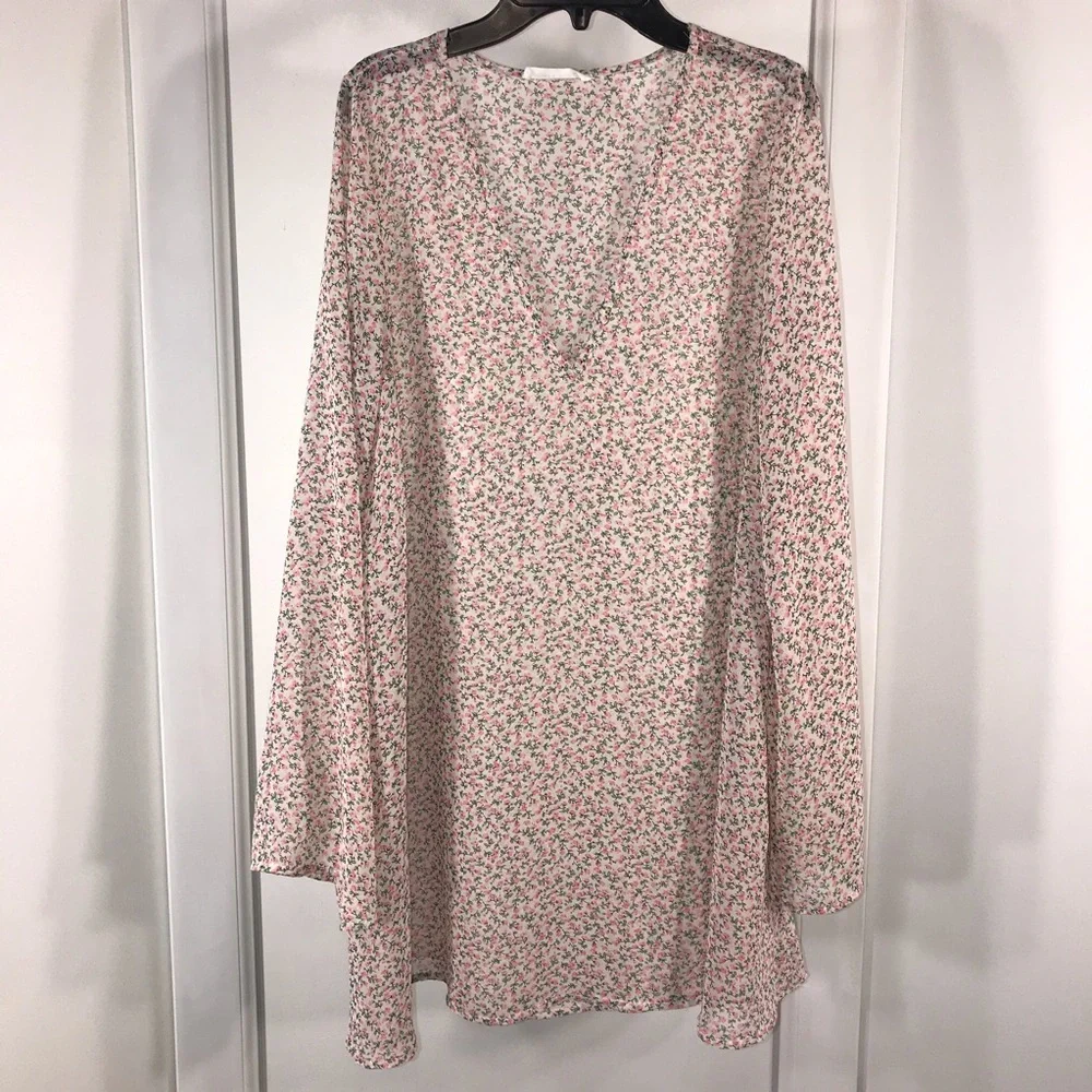 Honey Punch Pink Floral Tunic, Size Small